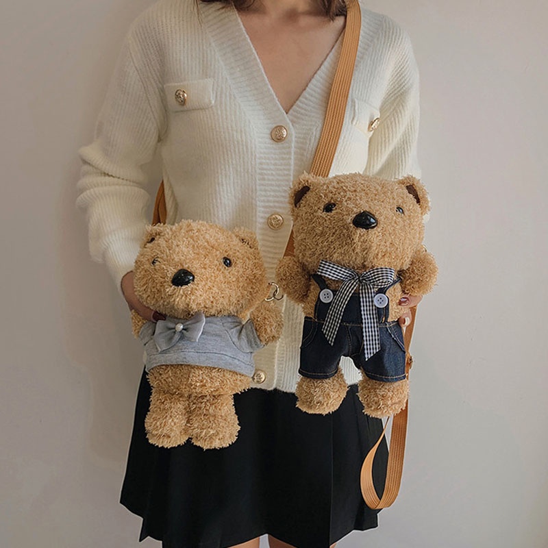 Túi Đeo Chéo Hình Gấu Nhồi Bông Dễ Thương Thời Trang Cho Nữ 2021