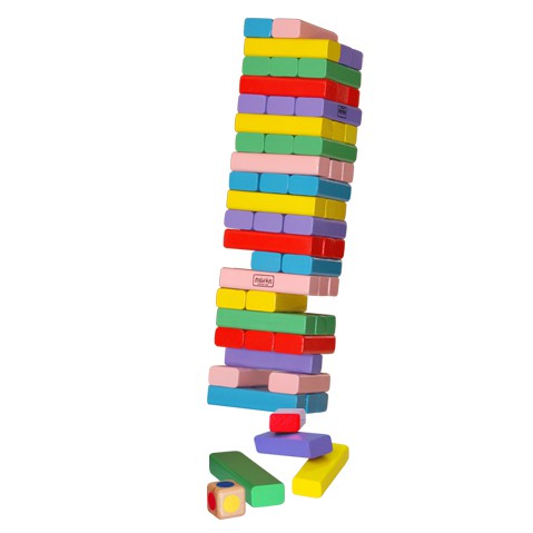 Đồ chơi Rút gỗ Jenga Lớn - Chất lượng cao - 54 thanh màu  - Càng đông càng vui