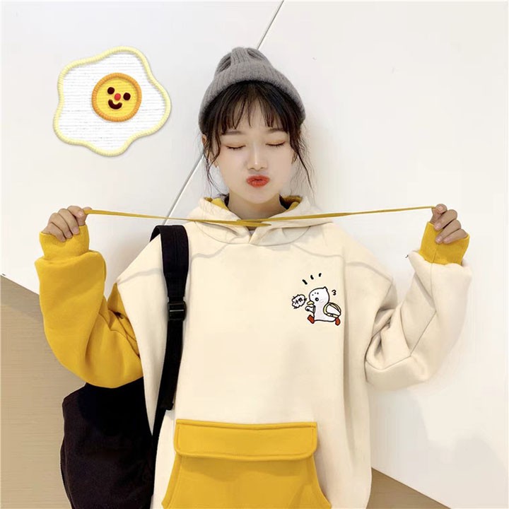 Áo Sweater 🌹FREESHIP🌹 Áo Hoodie Nữ In Vịt Nắp Túi Duck Dễ Thương Áo Khoác Nỉ Nữ Không Nón Mặc Ấm | BigBuy360 - bigbuy360.vn