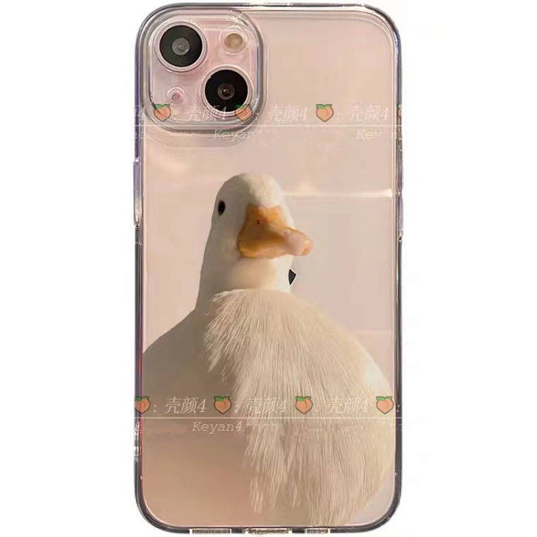 Ốp điện thoại silicon trong suốt cạnh thẳng họa tiết chú vịt cho nam nữ thích hợp cho Iphone12promax 13 11 Xs 8P k3jR