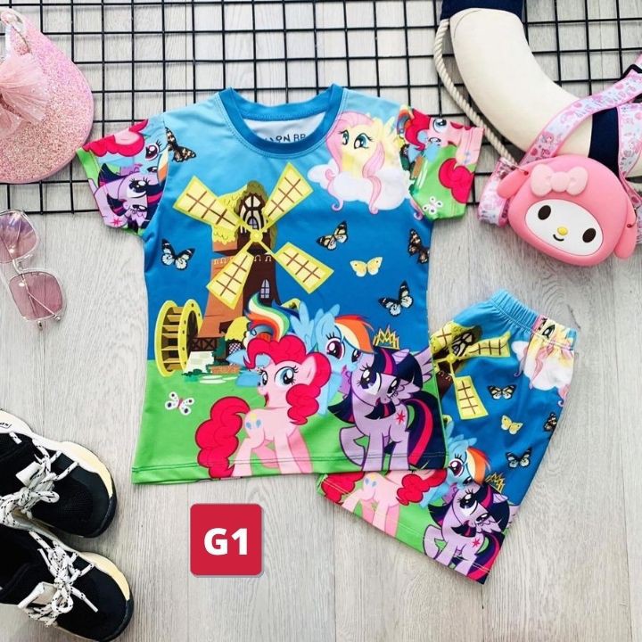 Đồ bộ bé gái hình Pony dễ thương 9-42kg. Chất thun cotton in 3d sắc nét- giặt không vỡ hình.