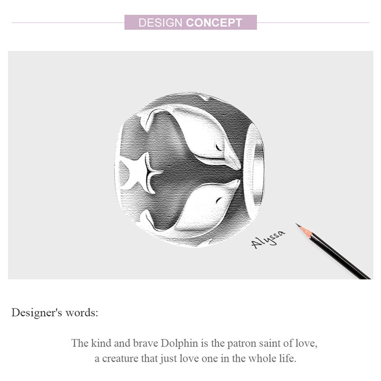 Hạt charm hình tròn khảm cá heo tráng men Bamoer dùng xỏ trang sức SCC1295