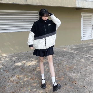FLEEC JACKET - Áo khoác lông phối màu