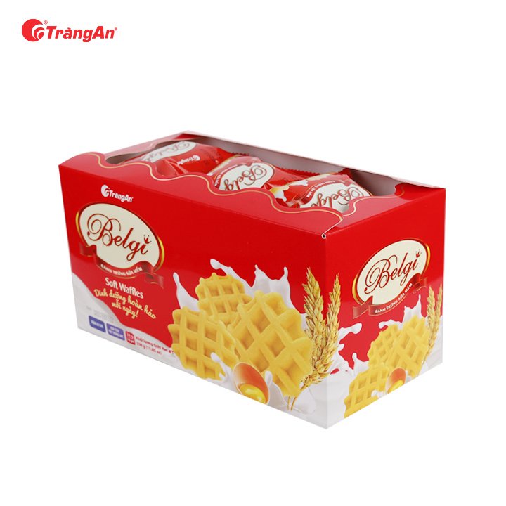 Combo ăn sáng: 1 hộp bánh quy mềm Belgi vị trứng sữa 322g và 1 gói bánh trứng ruốc Fasty 156g, thương hiệu Tràng An