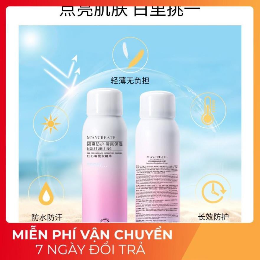 [FREESHIP] Xịt Chống Nắng Trắng Da Maycreate 150ml Spf35