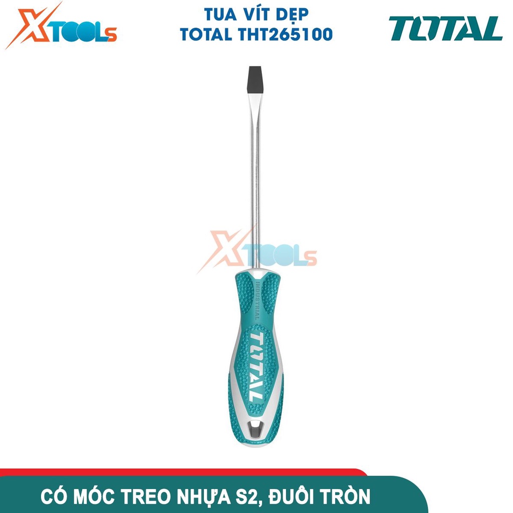 Tua vít dẹp TOTAL nhiều kích cỡ Tuốc nơ vít Thép Cr-V Đường kính 5.0mm hoặc 6.0mm Chiều dài 100mm [CHÍNH HÃNG][XTOOLS]