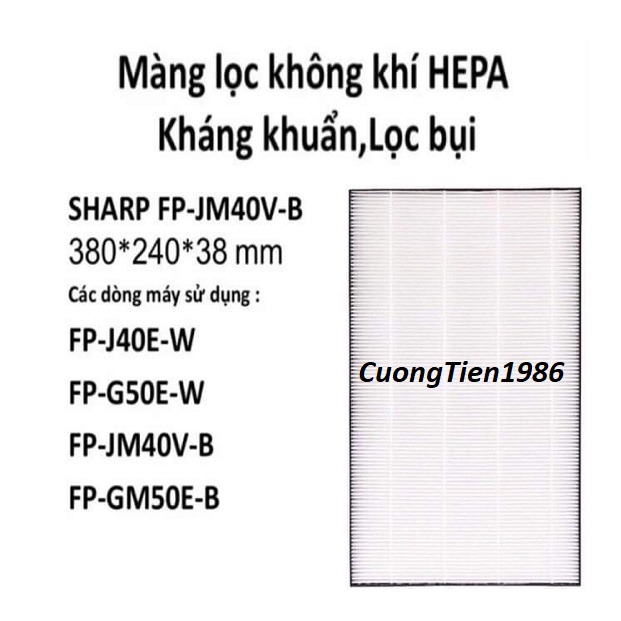 Màng lọc Hepa Sharp FP-J40E-W, FP-G50E-W, FP-JM40EV -B, FP-GM50E