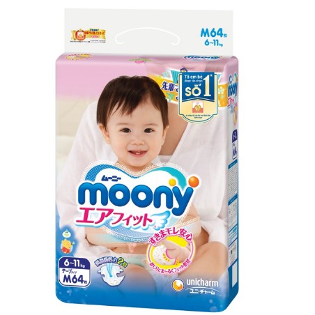 Tã Dán/Quần MOONY NHẬP KHẨU Newborn90, S84,L54, M64, M58, L44, Xl38, XL 44, XXL 26