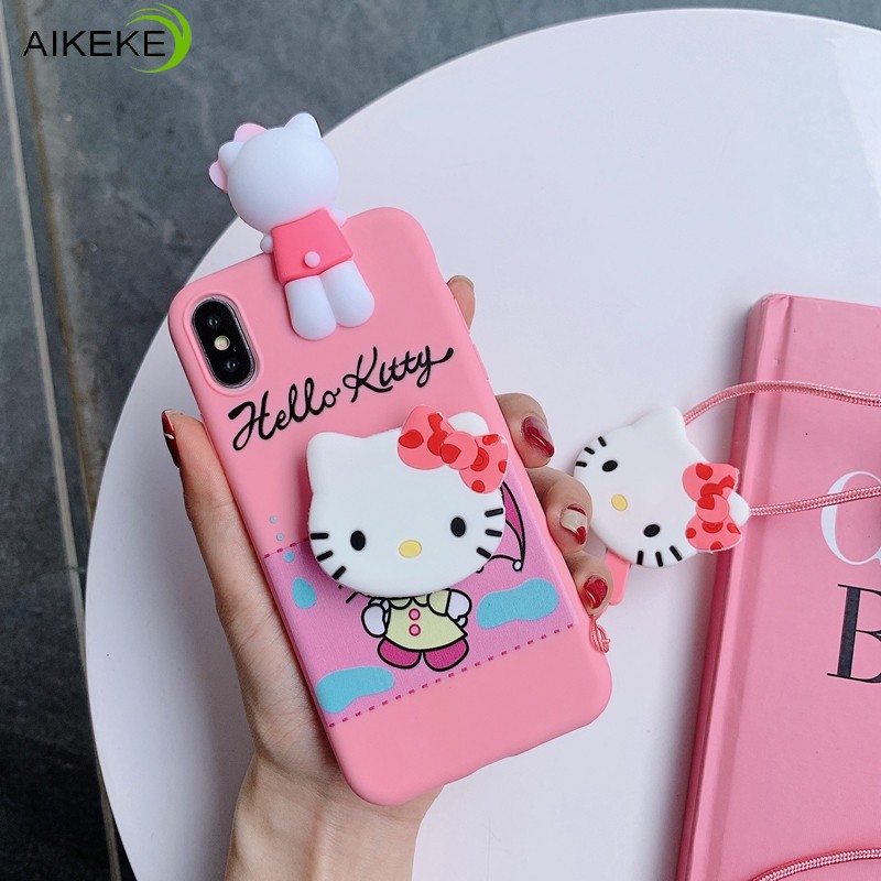 ốp điện thoại Mềm Có Dây Đeo In Hình Hello Kitty Cho Oppo A9 2020 A5 2020 A1K A52 A92 A72 A8 A31 2020 A83 A1 A37 Neo 9