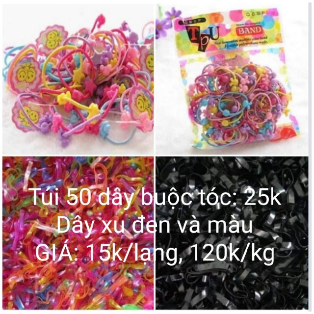 Túi 50 Dây cột tóc, đây xu cột tóc