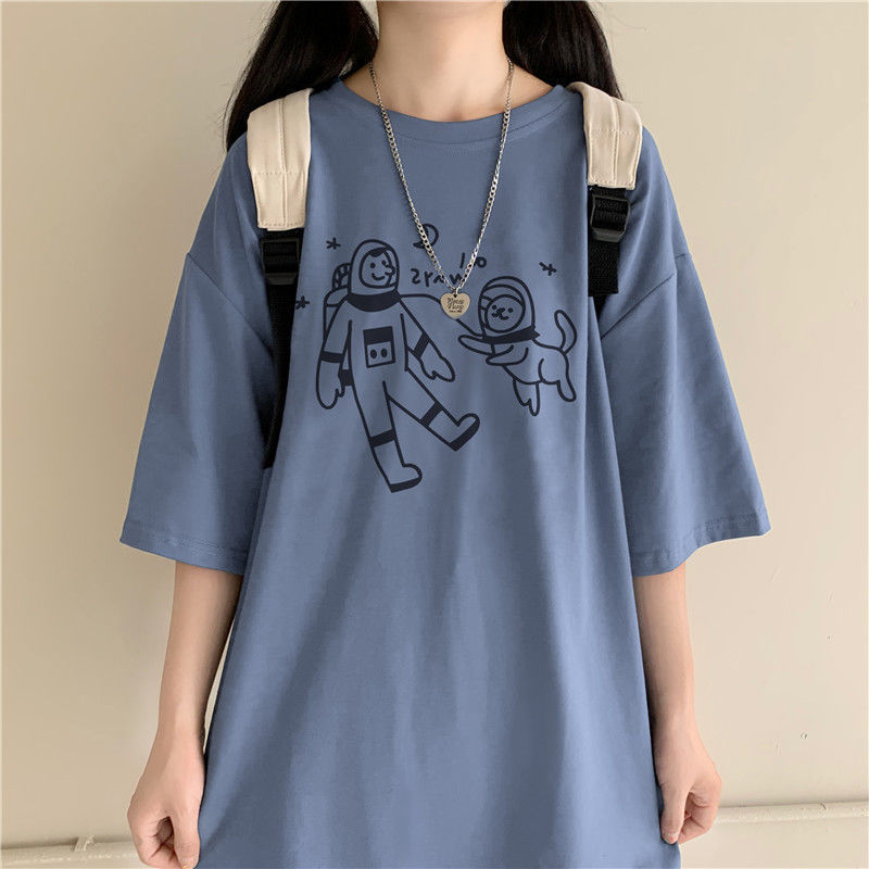 Áo thun tay lửng dáng dài rộng thời trang Hàn Quốc dành cho nữ