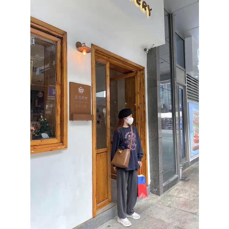 Túi tote da ullzang khóa gập P098