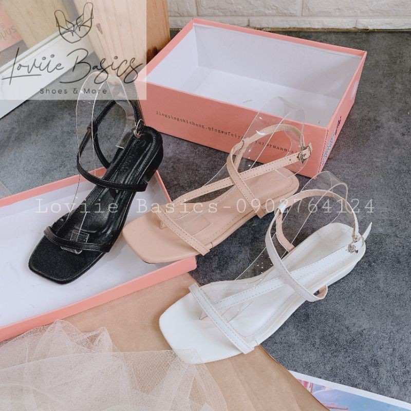 LOVIIE BASICS- SANDAL ĐẾ BỆT DÂY MẢNH - SANDAL QUAI MẢNH DÂY CHÉO - SANDAL XỎ NGÓN - SANDAL NỮ ĐẾ VUÔNG DÂY S200518