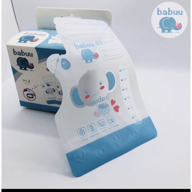 Hộp 50 túi trữ sữa 250ml Babuu Nhật Bản