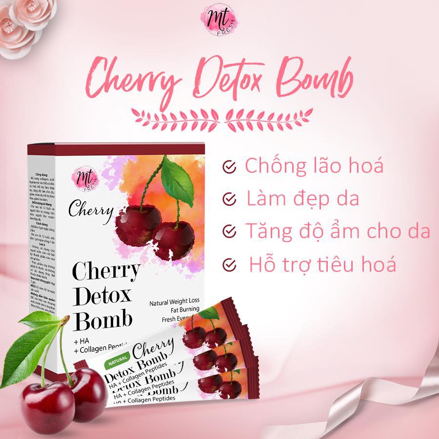 Cherry Detox Bomb thức uống giúp đẹp dáng đẹp da giảm lão hóa, bổ sung collagen