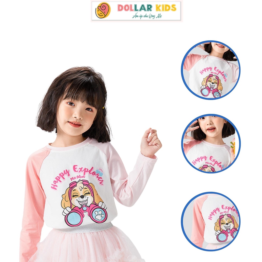 Áo Thun Dài Tay Cho Bé Gái Vải 100%Cotton Hãng Dollarkids