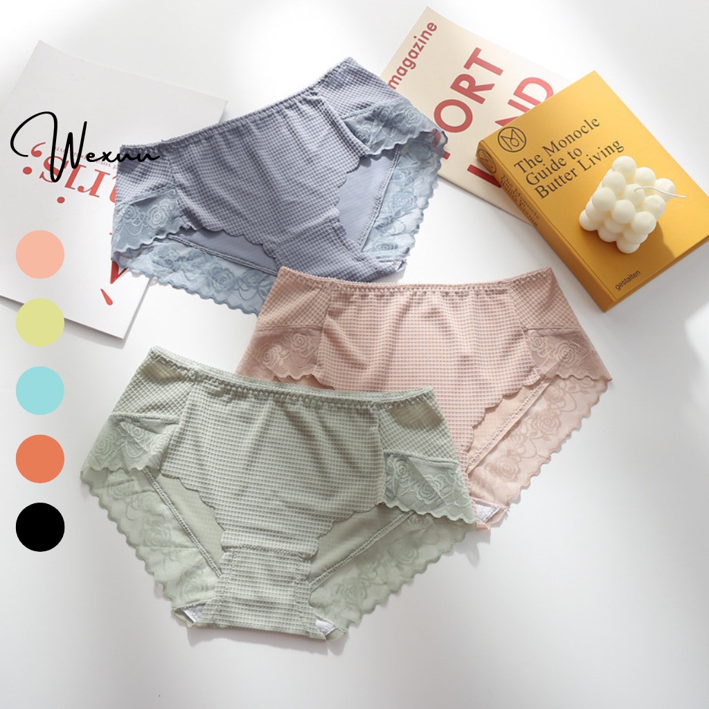 Quần lót ren Wexuu Design vải su lạnh họa tiết hoa chất siêu mềm mại thông thoáng, sexy-  QC126