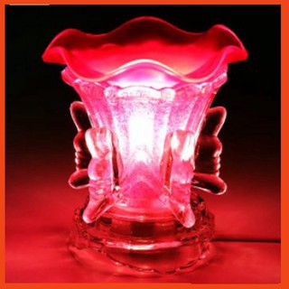 đèn đốt tinh dầu 💞FREESHIP💞 Đèn Xông Tinh Dầu Thủy Tinh Cánh Bướm Cao Cấp + Tặng Tinh Dầu Quế 10ml  + Tặng bóng dự phò