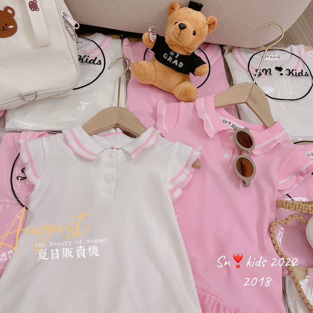 Váy trơn cổ bẻ basic bé gái