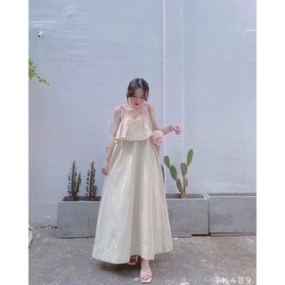 Đầm maxi hai dây dập ly đi biển