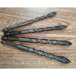 BỘ 4 MŨI KHOAN ĐA NĂNG 4 CẠNH THÂN XOẮN ,CHÂN LỤC GIÁC 6,8,10,12mm.