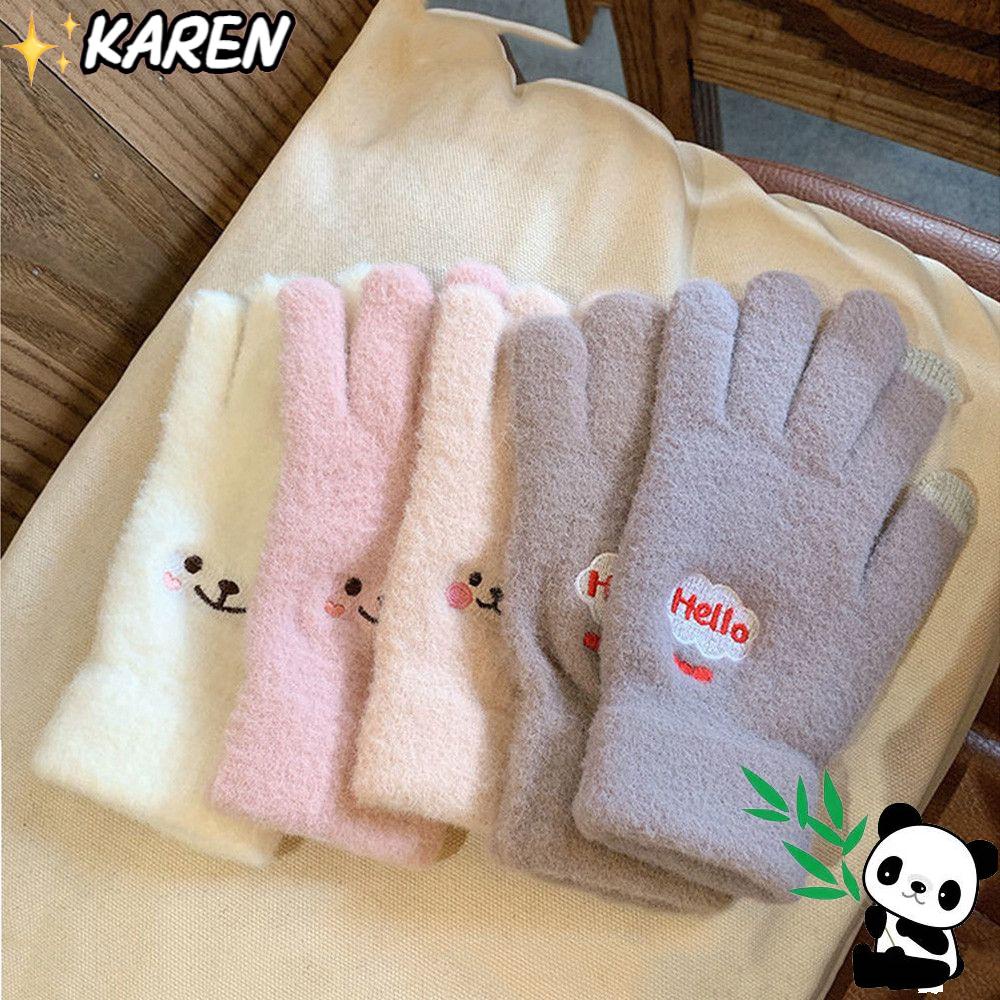 Găng Tay Len Cashmere Dày Dặn Giữ Ấm Mùa Đông Có Thể Chạm Màn Hình Cảm Ứng
