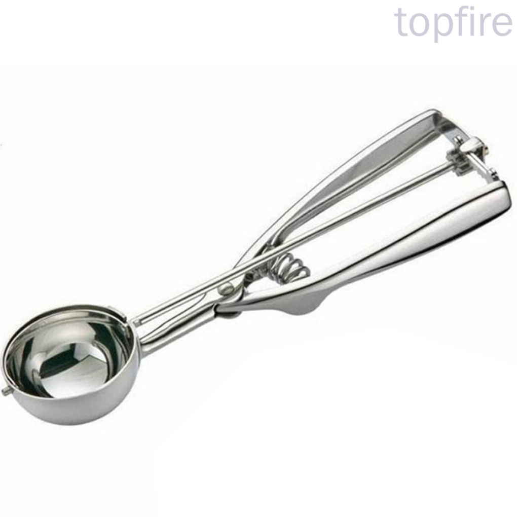 [Topfire]Ice Cream Scoop Trigger Metal Cookie Spoon Melon Baller Stainless Steel Dough Spoon Scooper