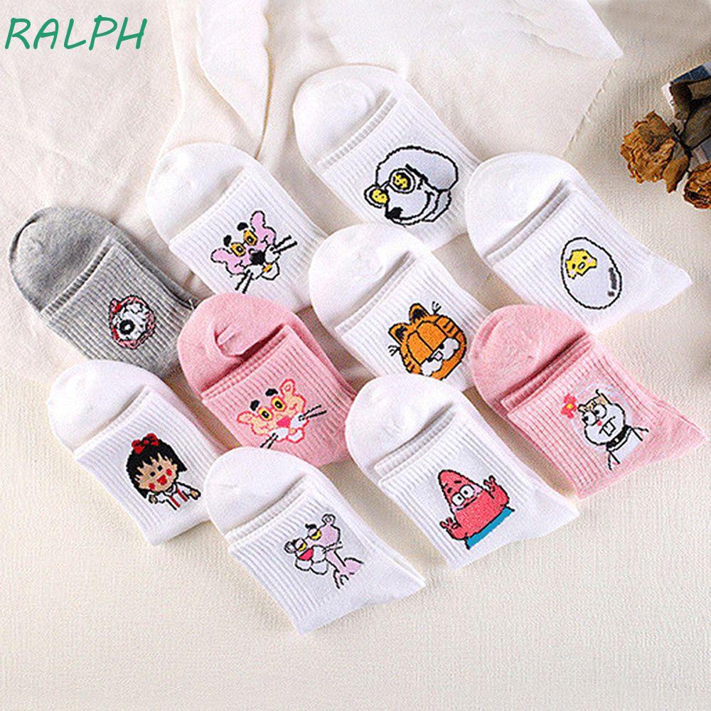 Vớ cotton cao đến mắt cá chân in họa tiết hoạt hình báo hồng đáng yêu chất lượng cao cho nữ