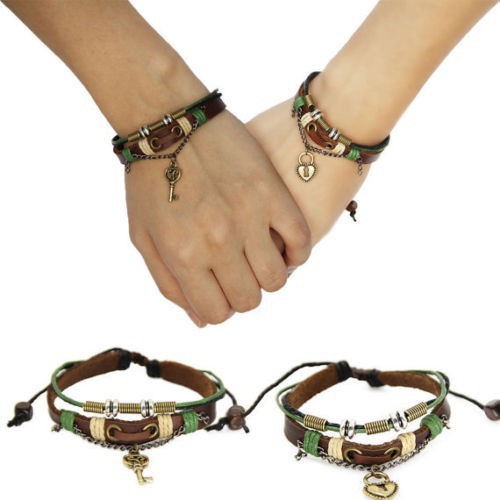 His & Hers Lock and Key Couples Bracelet Lovers Braclet Friendship CP