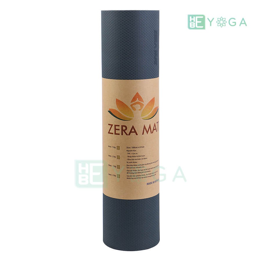 Thảm Tập Yoga Zera Mat 6mm 2 Lớp Màu Đen Tặng Kèm Túi