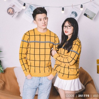 Áo len kẻ ô vàng hàng qccc