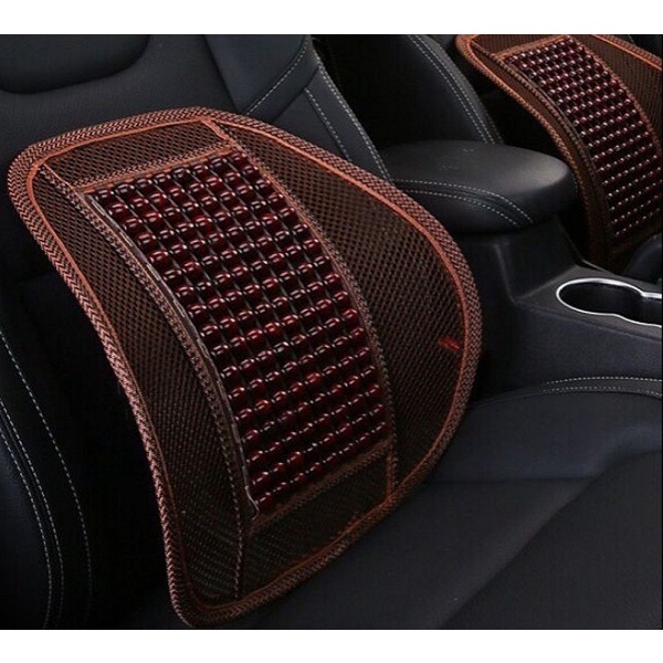 Tựa lưng hạt gỗ dáng cong cài ghế xe ô tô, ghế làm việc  giúp massage chống mỏi, giảm đau lưng OTO VIP