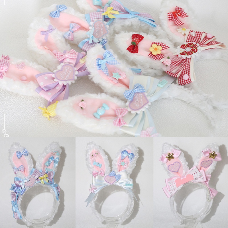 Băng Đô Tai Thỏ Họa Tiết Hoạt Hình Phong Cách Lolita