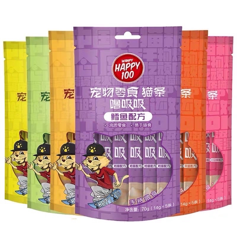 Súp thưởng Wanpy Happy 100 cho mèo bịch 5 thanh
