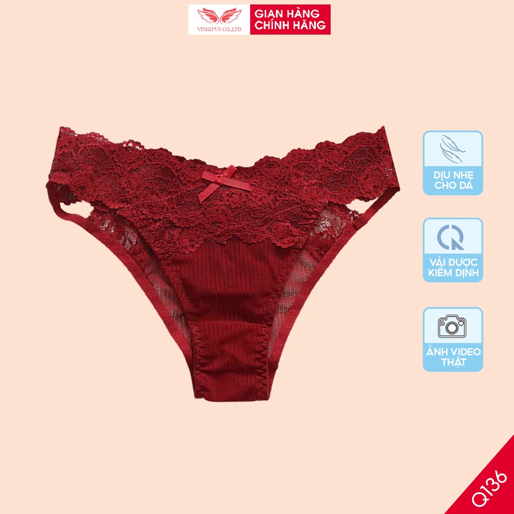 Quần lót ren nữ sexy VINGO đáy 2 lớp cotton thoáng khí kháng khuẩn cạp ren mềm không gây hằn da Q136 VNGO