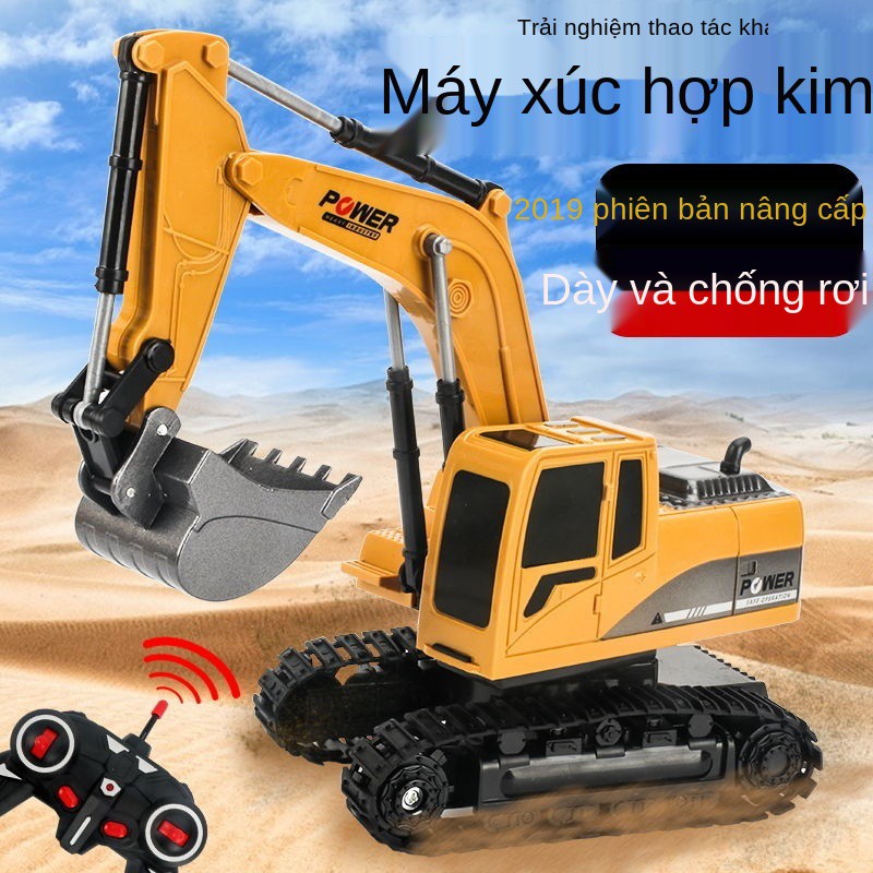 Máy xúc điều khiển từ xa bằng hợp kim không mùi cho trẻ em, đồ chơi chống rơi và an toàn, bé trai