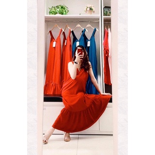 Mama Style Đầm bầu váy bầu maxi cổ tim đuôi cá chất vải cao cấp