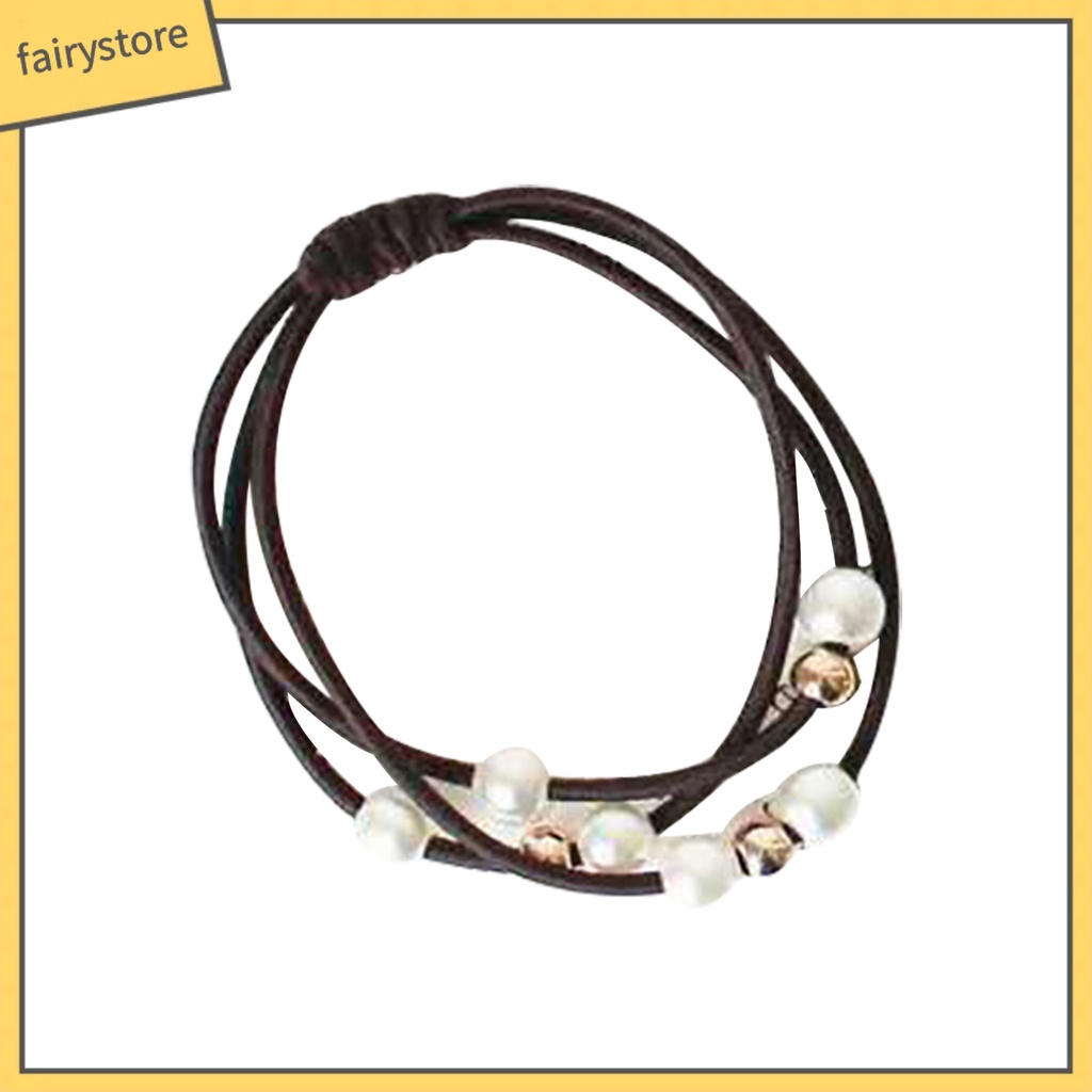 Dây thun cột tóc đính ngọc trai nhân tạo phong cách nữ tính