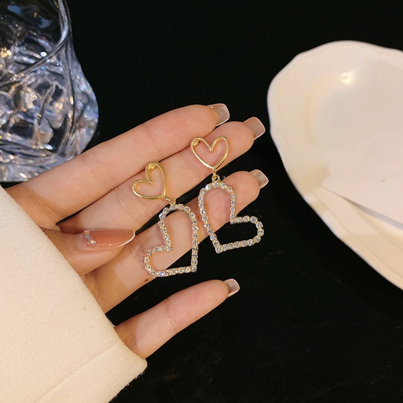 Bông Tai Mạ Bạc 925 Hình Trái Tim Phong Cách Hàn Quốc