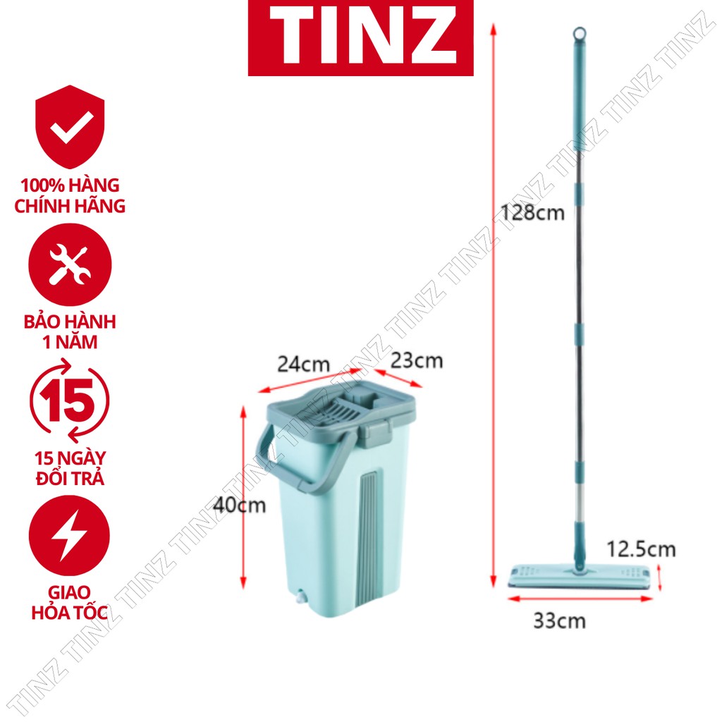 Cây lau nhà, bộ chổi lau nhà tự vắt thông minh 2 ngăn 360 độ TINZ|Mã Sdoc