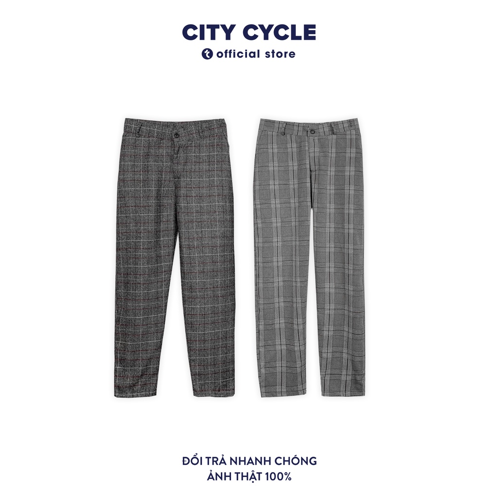 Quần tây nam nữ họa tiết kẻ City Cycle - Quần âu dáng suông Unisex Local Brand