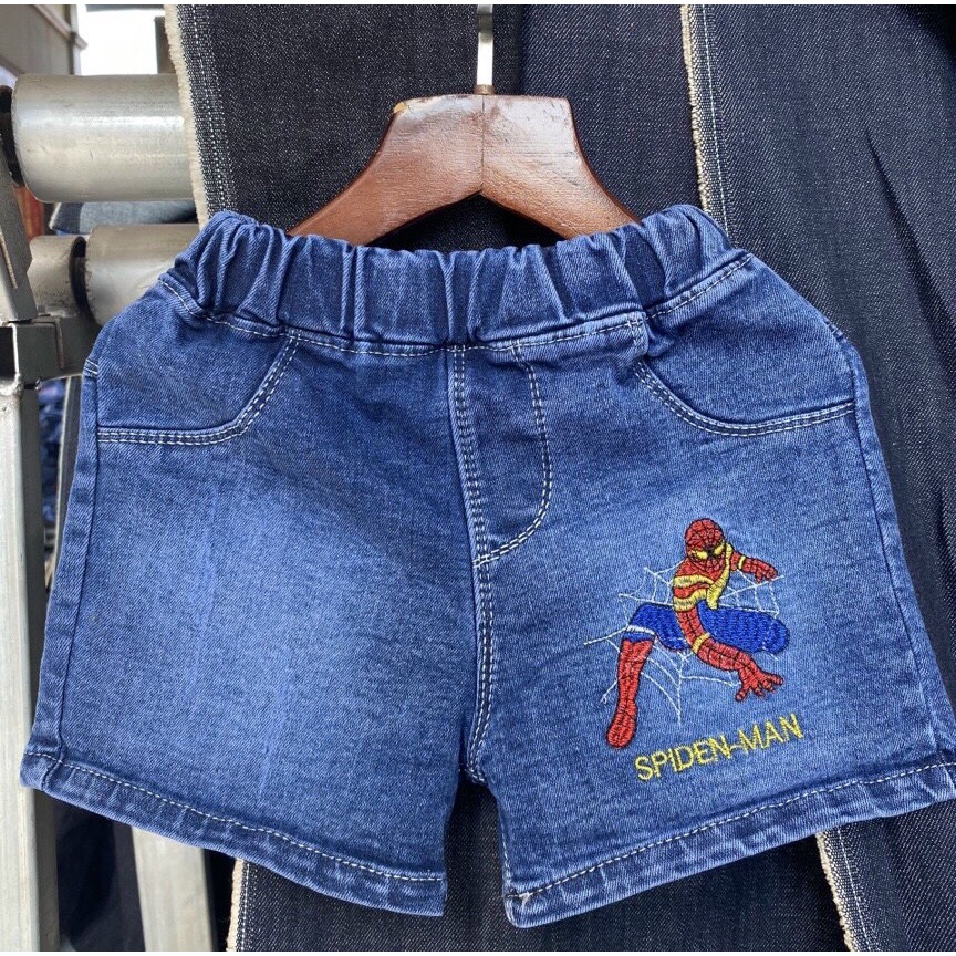 Quần Sóc JEAN bé trai - quần short cho bé họa tiết phối cá tính chất bò mềm
