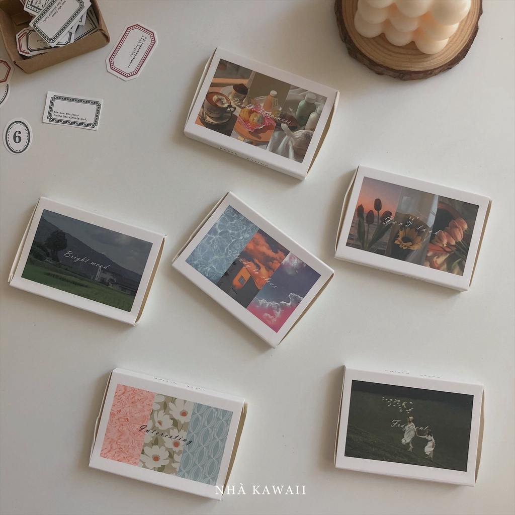 Set ảnh decor mini card trang trí journal, góc học tập - 50 tấm