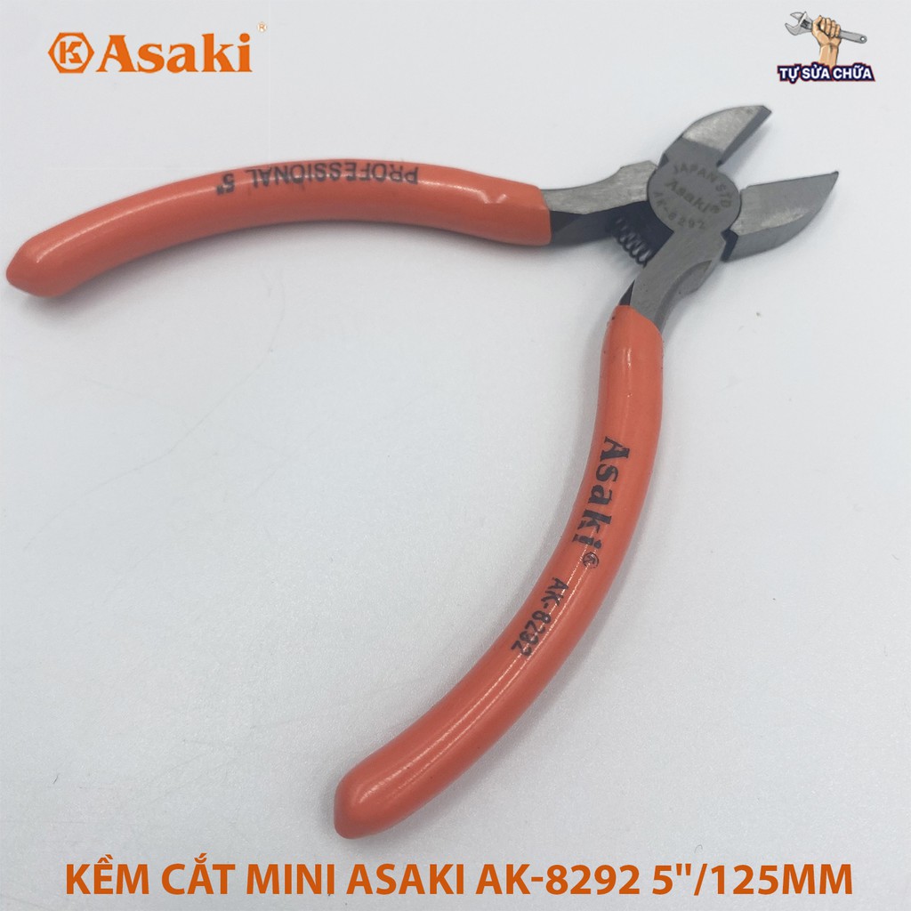 Kìm cắt mini Asaki AK-8292 5 inch 125mm có lò xo trợ lực