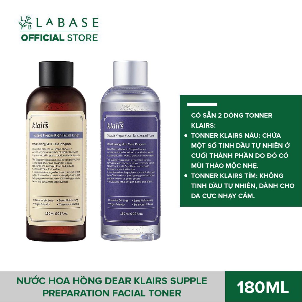 Nước hoa hồng Dear Klairs Supple Preparation Facial Toner 180ml - Hàng Nhập Khẩu