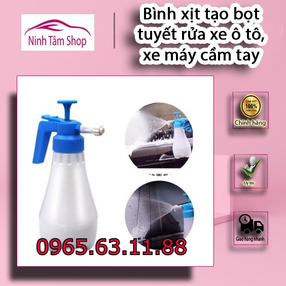 Bình xịt tạo bọt tuyết rửa xe ô tô, xe máy cầm tay 1.8L tiện lợi