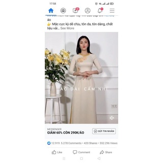 Áo dài trắng kem kèm quần vàng