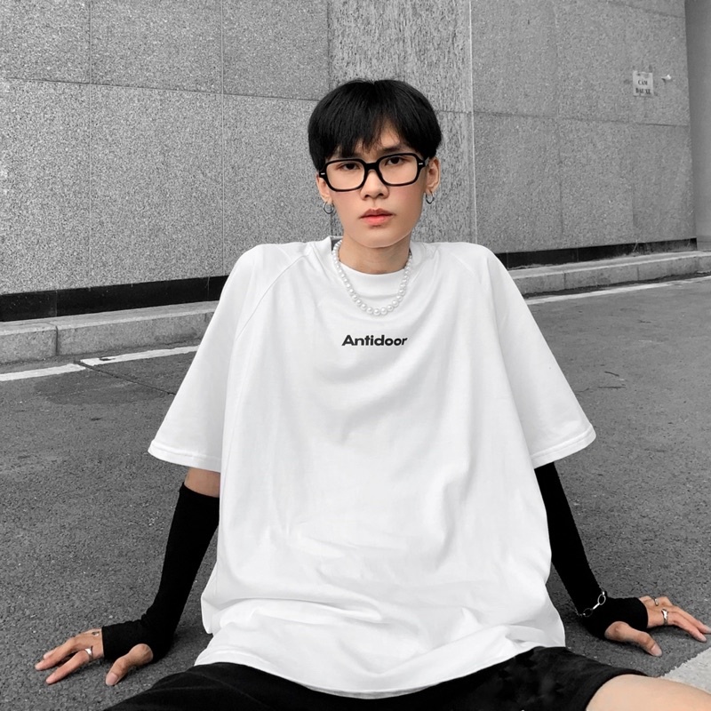 TEE LOGO ANTIDOOR CAO CẤP 100% COTTON OVERSIZE - MÀU TRẮNG - HÌNH THẬT SHOP CHỤP