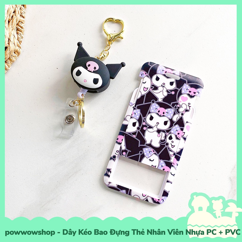 [Sẵn VN - Hỏa Tốc] Dây Kéo Bao Đựng Thẻ Nhân Viên Nhựa PC + PVC Mẫu Nhân Vật Hoạt Hình Sanrio Family Kuromi Queen