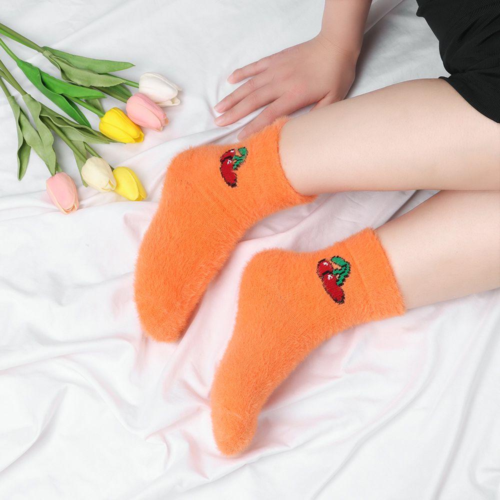 WATTLE 1 Đôi Tất Lông Xù Họa Tiết Trái Cây Hoạt Hình Thời Trang